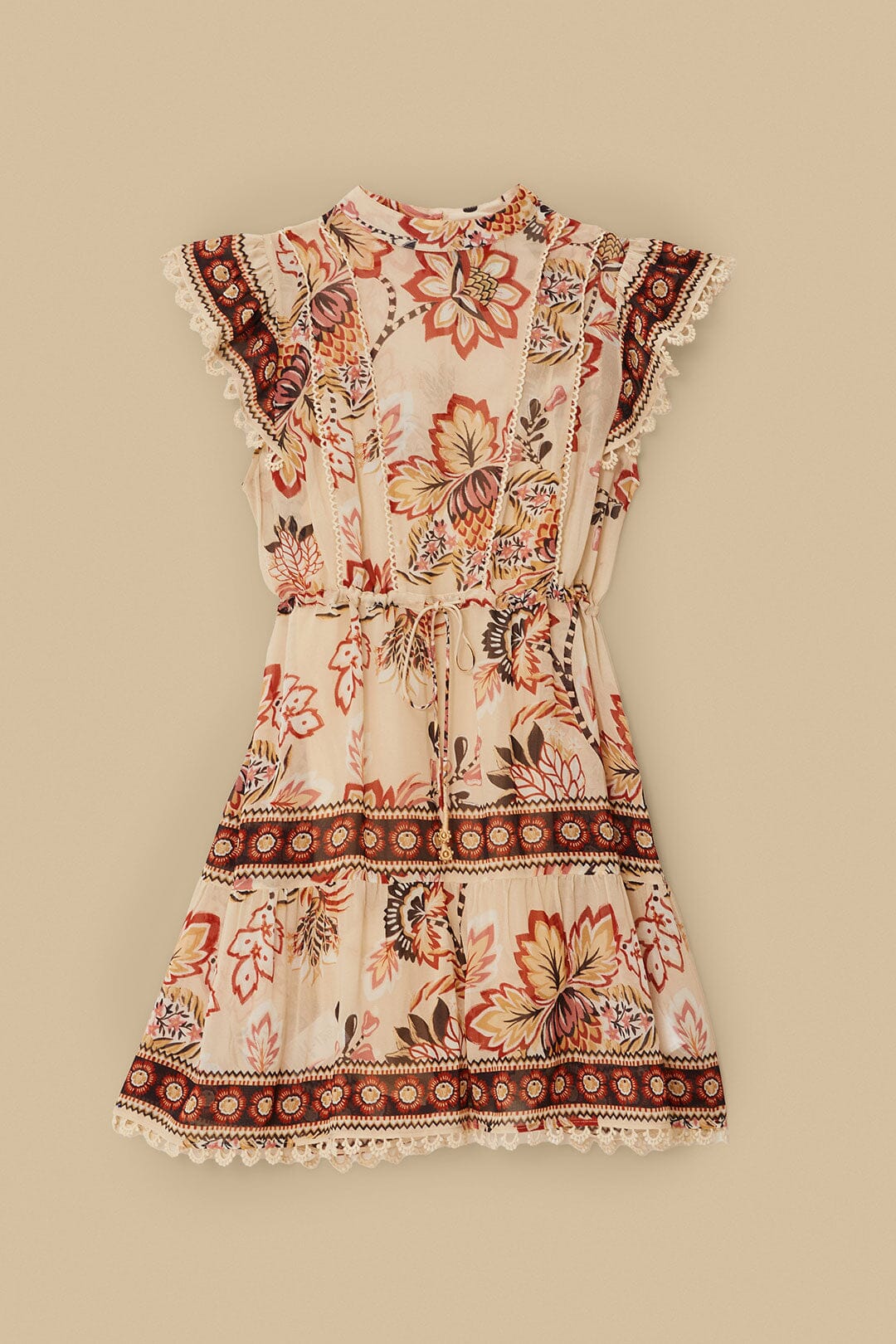 Sand Aura Floral Mini Dress
