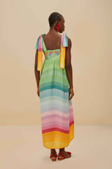Multicolor Aura Floral Embroidered Euroflax™ Premium Linen Maxi Dress