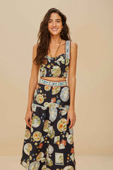 Black Trip Souvenir Organic Cotton Midi Skirt