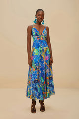 Blue Sea Life Sleeveless Maxi Dress
