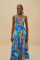 Blue Sea Life Sleeveless Maxi Dress