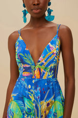 Blue Sea Life Sleeveless Maxi Dress