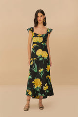 Black Alice Flowers Maxi Dress