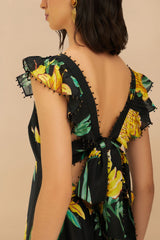 Black Alice Flowers Maxi Dress