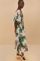 Off-White Midnight Macaw Fiesta Midi Dress