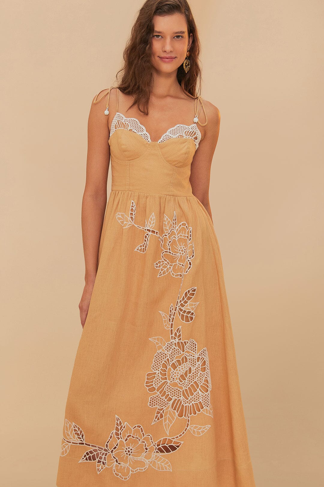 Sand Richelieu Euroflax™ Premium Linen Midi Dress
