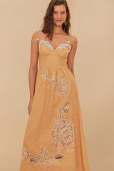 Sand Richelieu Euroflax™ Premium Linen Midi Dress