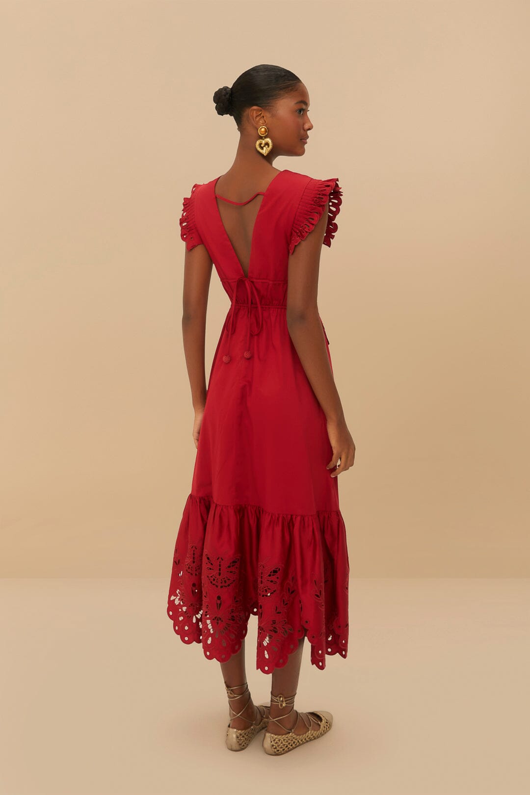 Red Butterfly Cut-Out Midi Dress