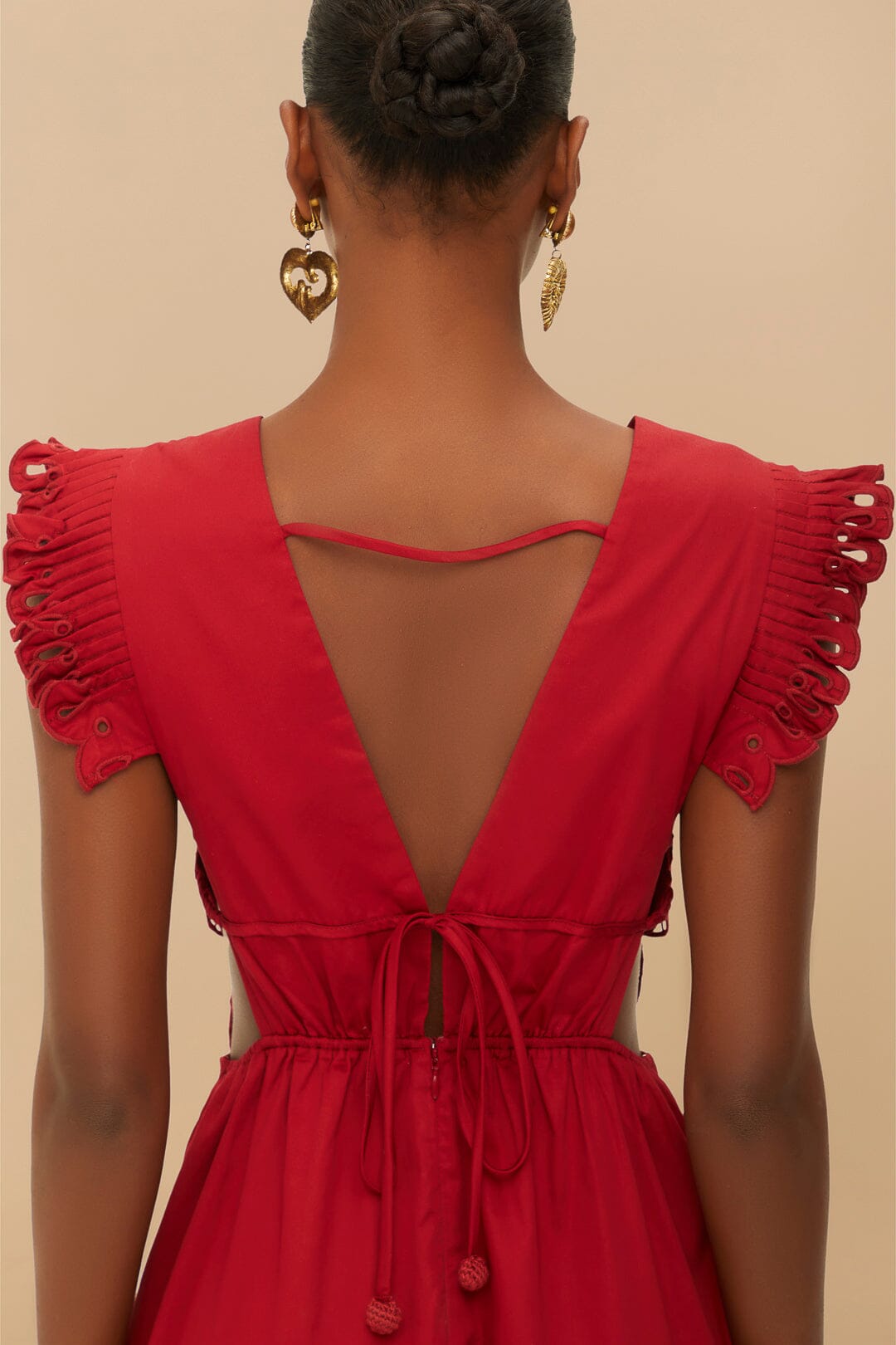 Red Butterfly Cut-Out Midi Dress