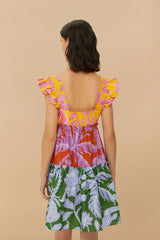 Mixed Tropical Swing Mini Dress