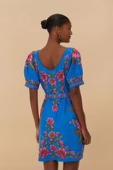 Blue Summer Fruit Scarf Euroflax™ Premium Linen Mini Dress