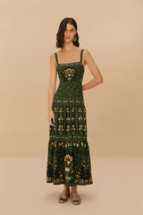 Black Flowers Arch LENZING™ ECOVERO™ Euroflax™ Maxi Dress