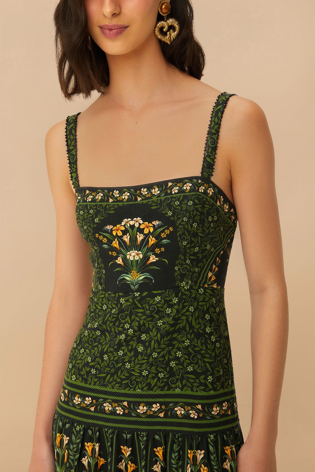 Black Flowers Arch LENZING™ ECOVERO™ Euroflax™ Maxi Dress