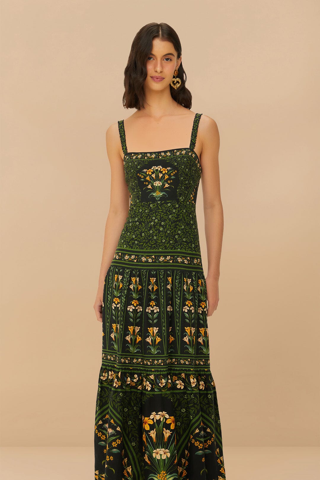 Black Flowers Arch LENZING™ ECOVERO™ Euroflax™ Maxi Dress