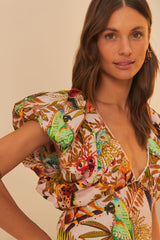 Pink Into The Jungle Euroflax™ Premium Linen Midi Dress