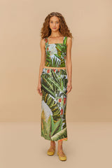 Blue Amazonia Forest Euroflax™ Premium Linen Maxi Skirt