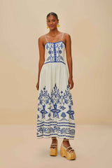 Off-White Shell Garden LENZING™ ECOVERO™ Euroflax™ Midi Dress