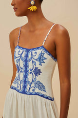 Off-White Shell Garden LENZING™ ECOVERO™ Euroflax™ Midi Dress