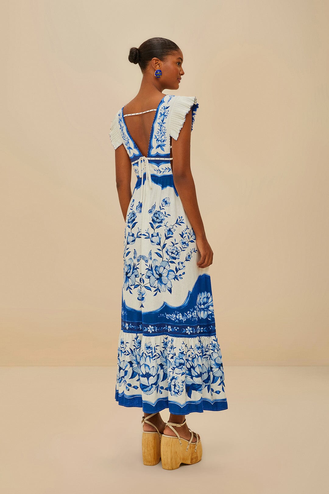 Off-White Porcelain Garden Butterlfy LENZING™ ECOVERO™ Euroflax™ Midi Dress