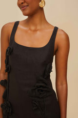 Black Sleeveless Euroflax™ Premium Linen Mini Dress