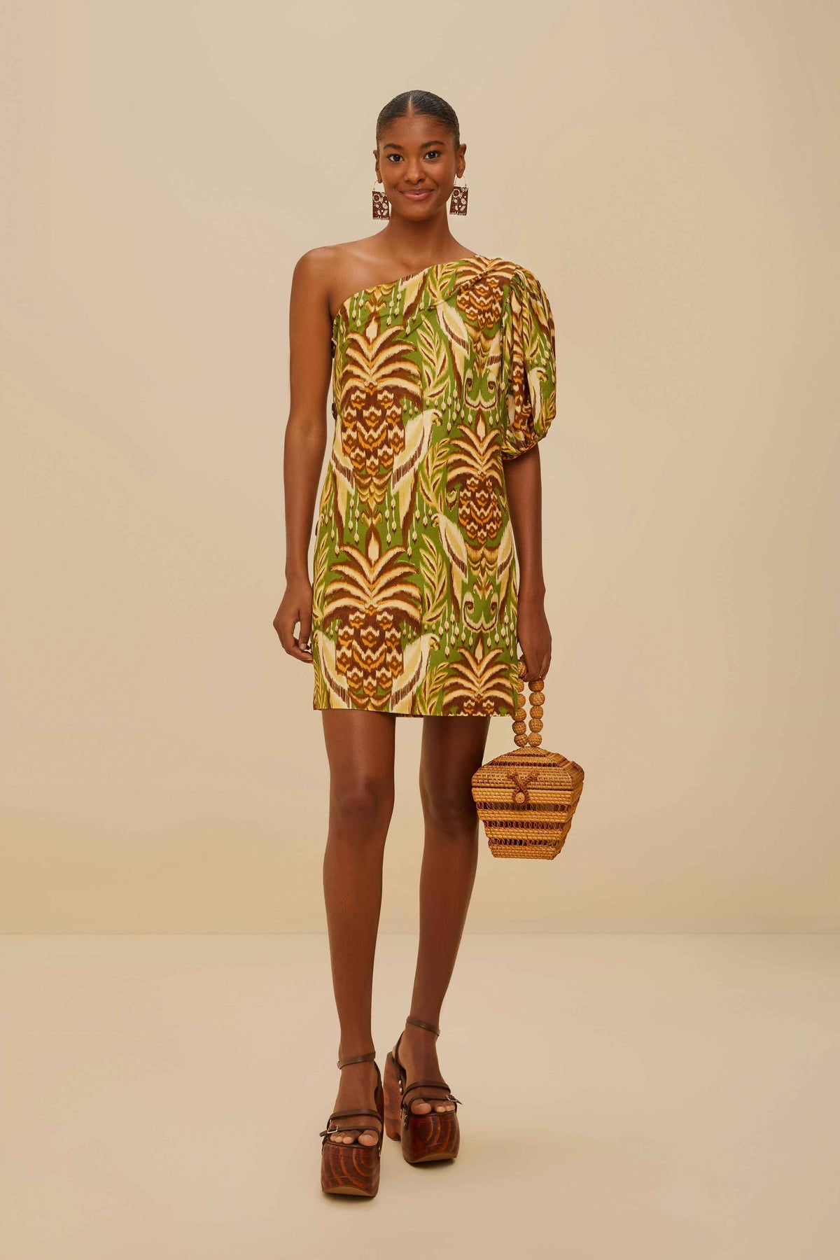 Green Pineapple Tapestry LENZING™ ECOVERO™ Euroflax™ Mini Dress