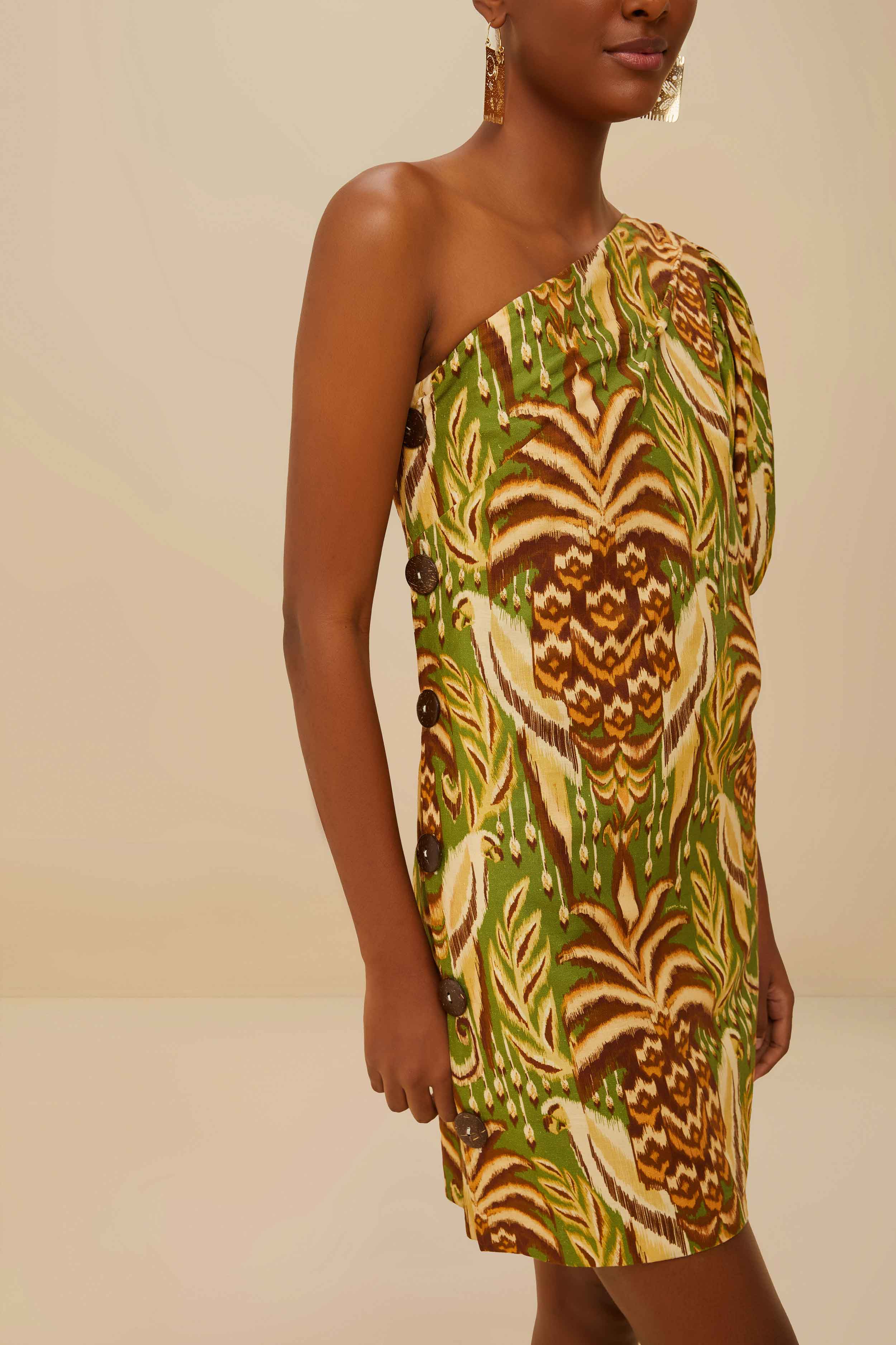 Green Pineapple Tapestry LENZING™ ECOVERO™ Euroflax™ Mini Dress