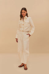 Off-White Twill Laser Crop Jacket