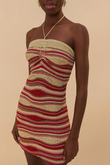 Mixed Waves Sleeveless Knit Mini Dress