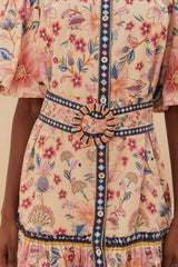 Cream Superbloom Tapestry Puff Sleeve Mini Dress