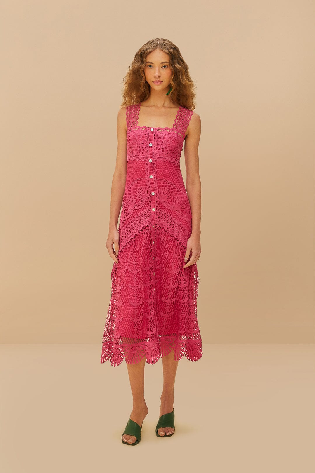 Pink Nautical Guipure Maxi Dress