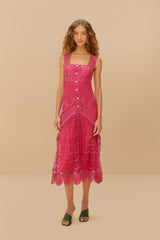 Pink Nautical Guipure Maxi Dress