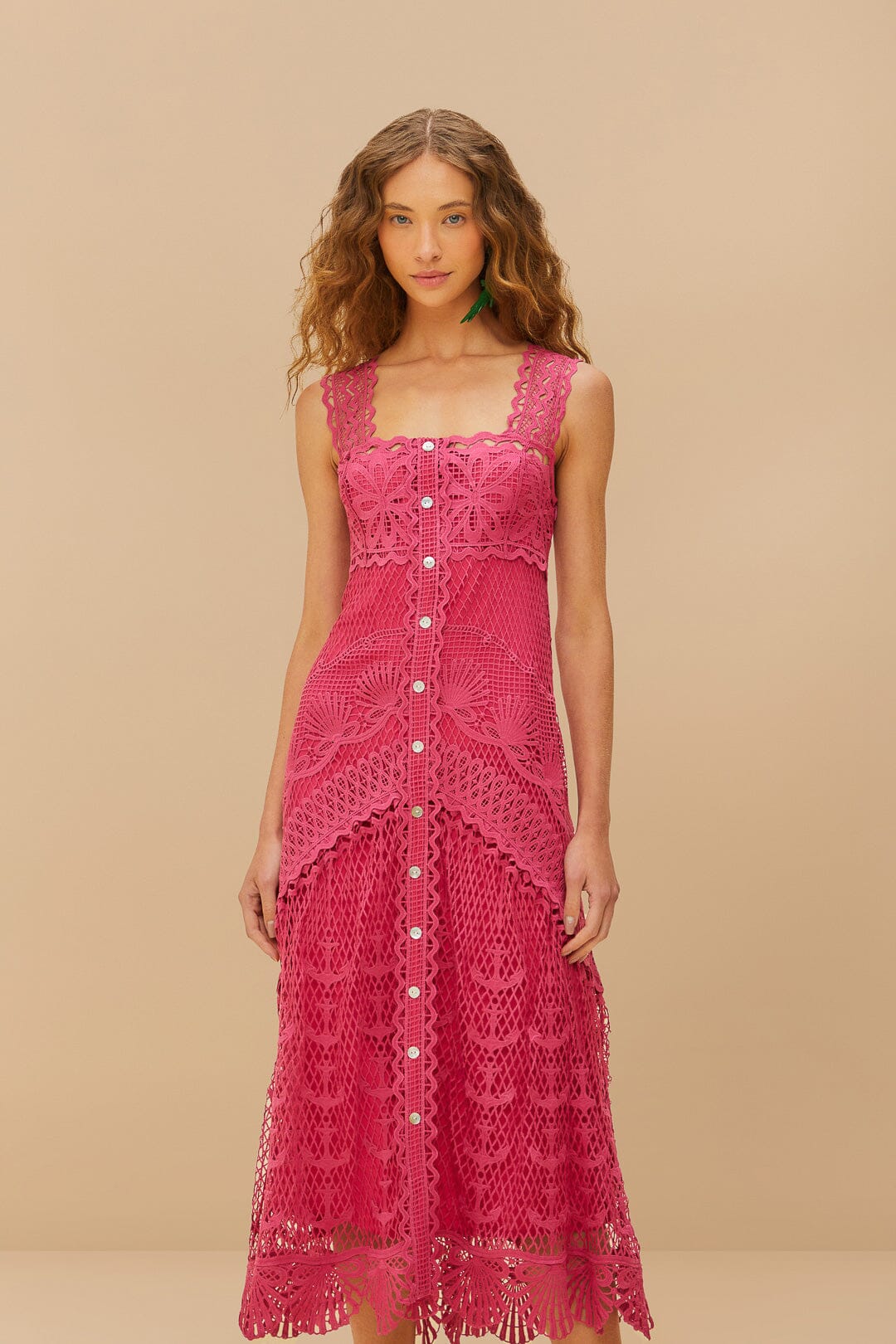 Pink Nautical Guipure Maxi Dress