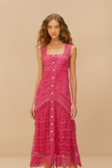 Pink Nautical Guipure Maxi Dress