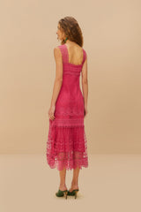 Pink Nautical Guipure Maxi Dress