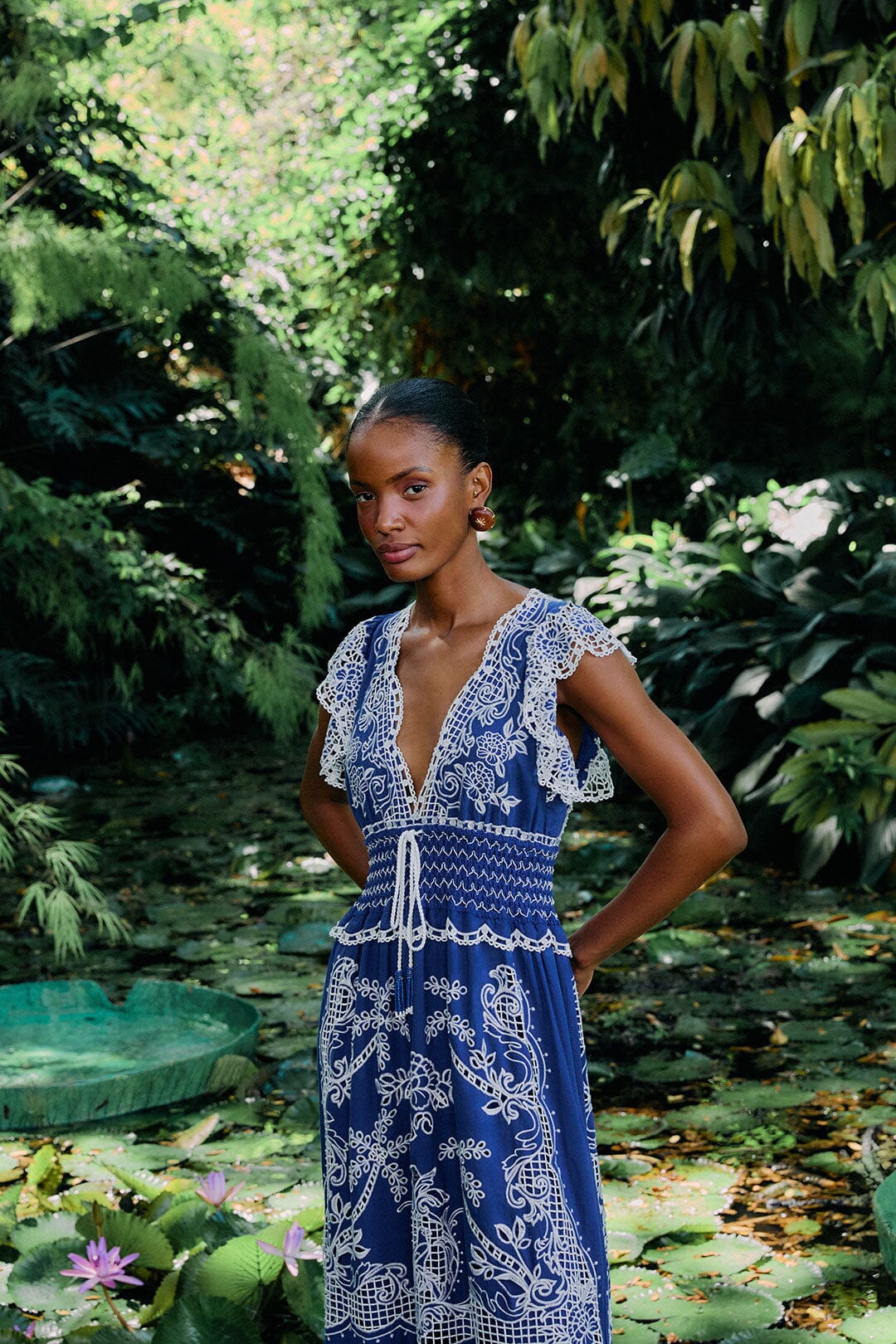 Blue Romantic Richelieu LENZING™ ECOVERO™ Euroflax™ Maxi Dress