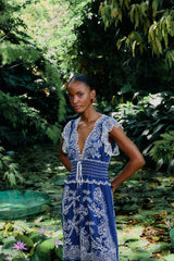 Blue Romantic Richelieu LENZING™ ECOVERO™ Euroflax™ Maxi Dress