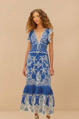 Blue Romantic Richelieu LENZING™ ECOVERO™ Euroflax™ Maxi Dress