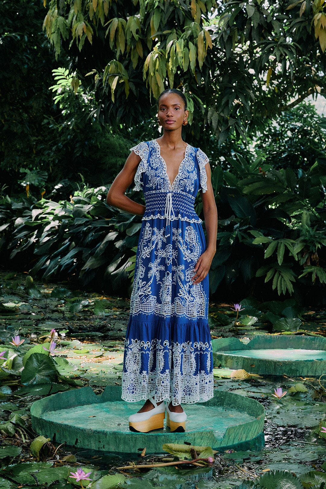 Blue Romantic Richelieu LENZING™ ECOVERO™ Euroflax™ Maxi Dress