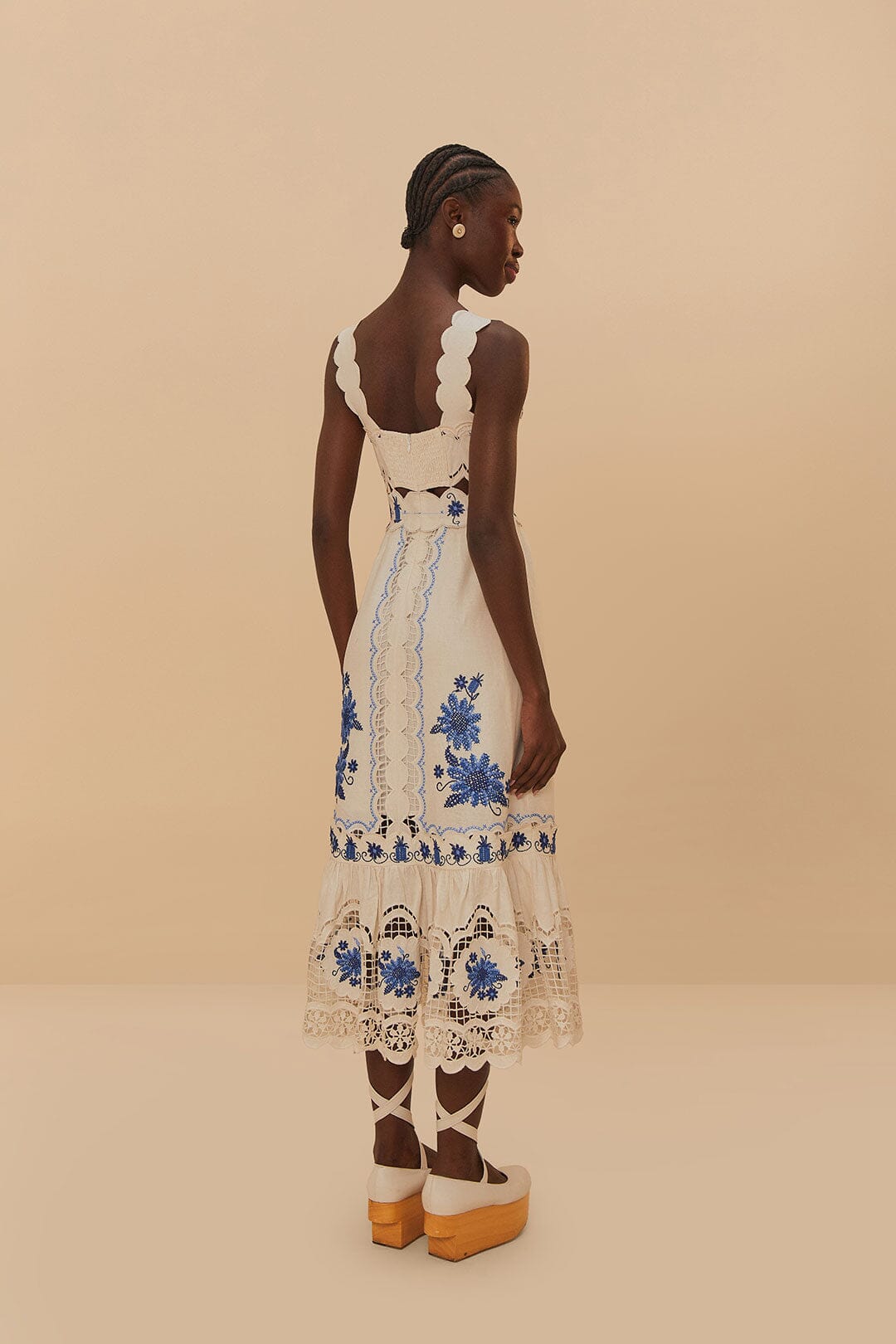 Off-White Richelieu Sunflower LENZING™ ECOVERO™ Euroflax™ Midi Dress