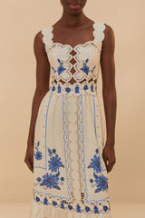 Off-White Richelieu Sunflower LENZING™ ECOVERO™ Euroflax™ Midi Dress