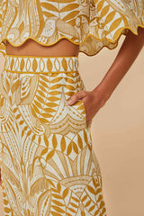 Off-White Lace Nature Euroflax™ Premium Linen Midi Skirt