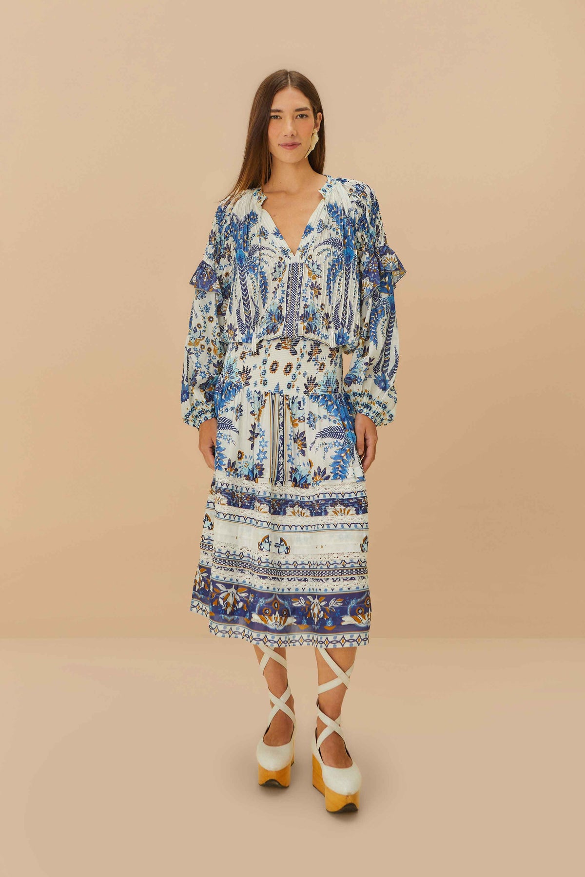 Off-White Ana Tapestry Organic Cotton Midi Skirt