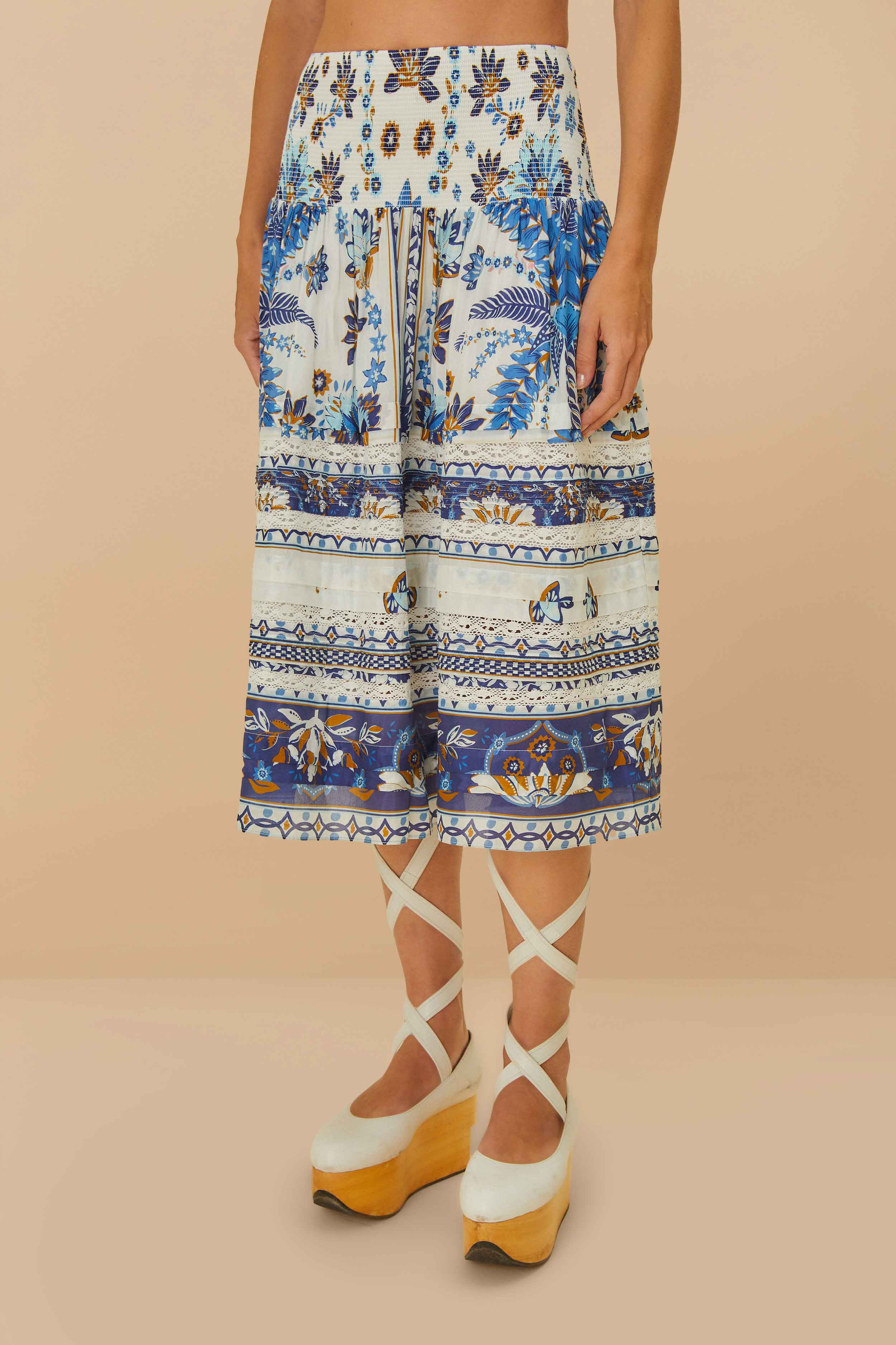Off-White Ana Tapestry Organic Cotton Midi Skirt