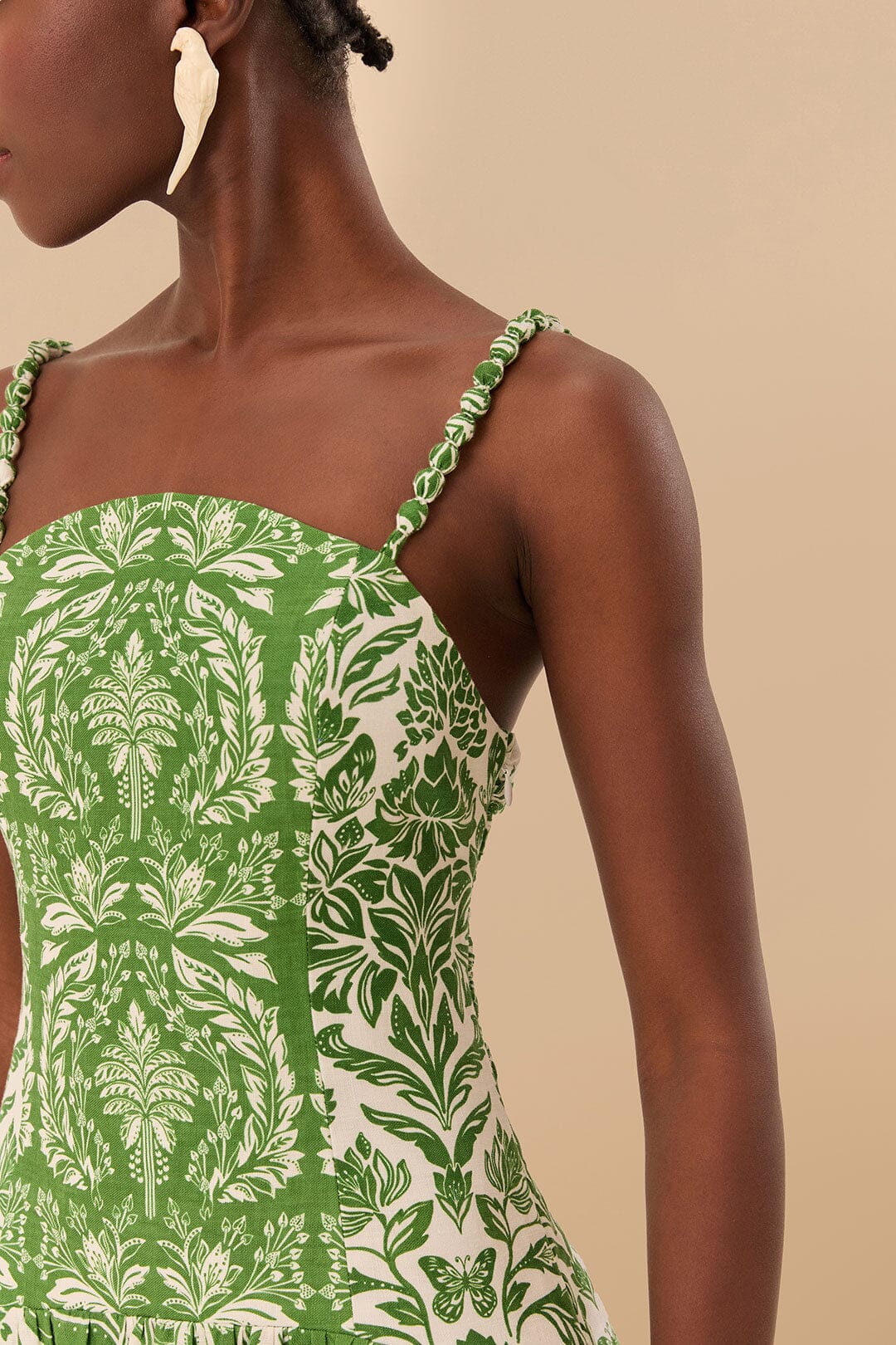 Green Delicate Tapestry Euroflax™ Premium Linen Midi Dress