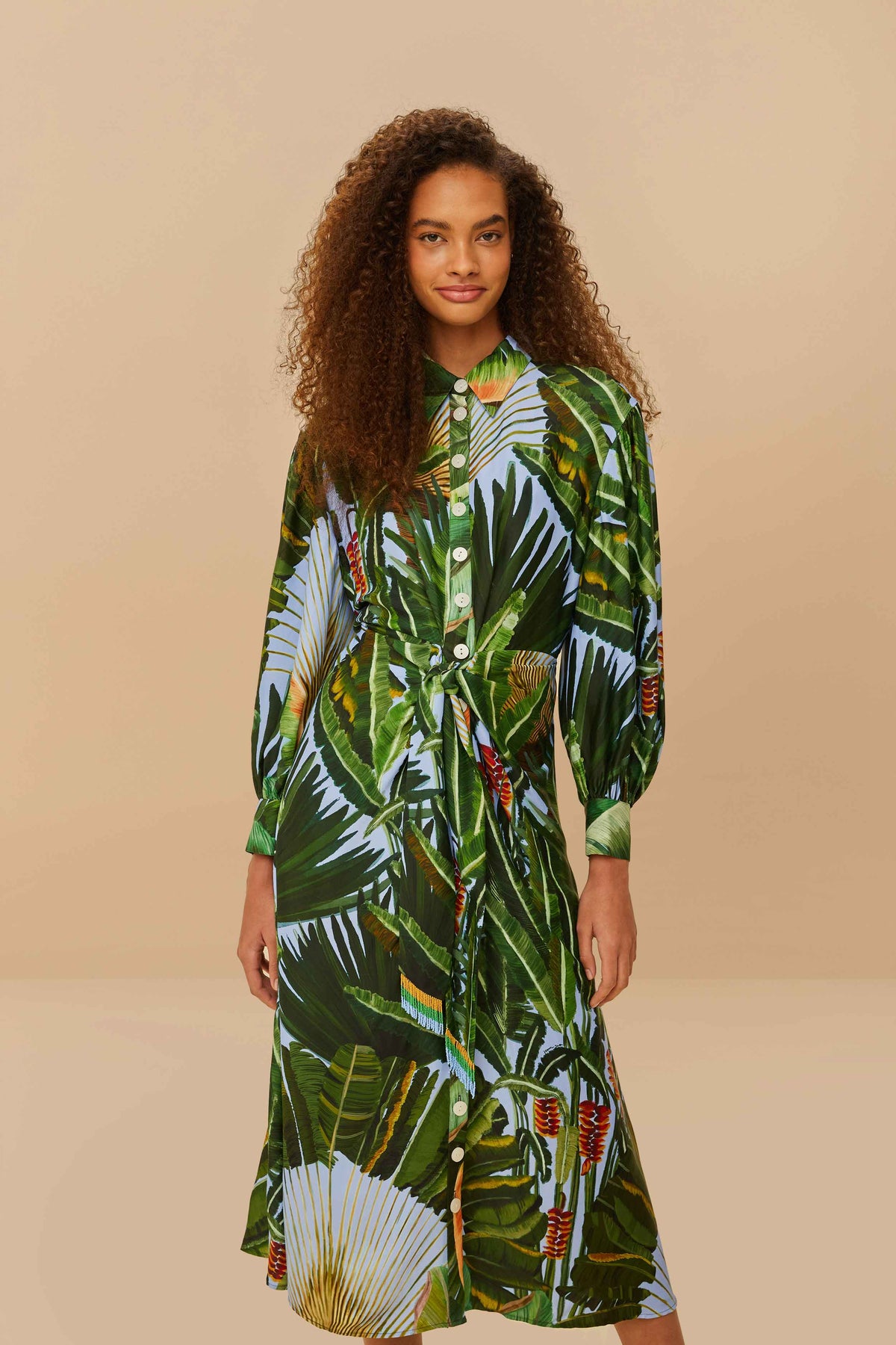 Blue Amazonia Forest LENZING™ ECOVERO™ Viscose Midi Dress