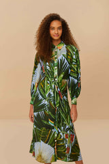 Blue Amazonia Forest LENZING™ ECOVERO™ Viscose Midi Dress