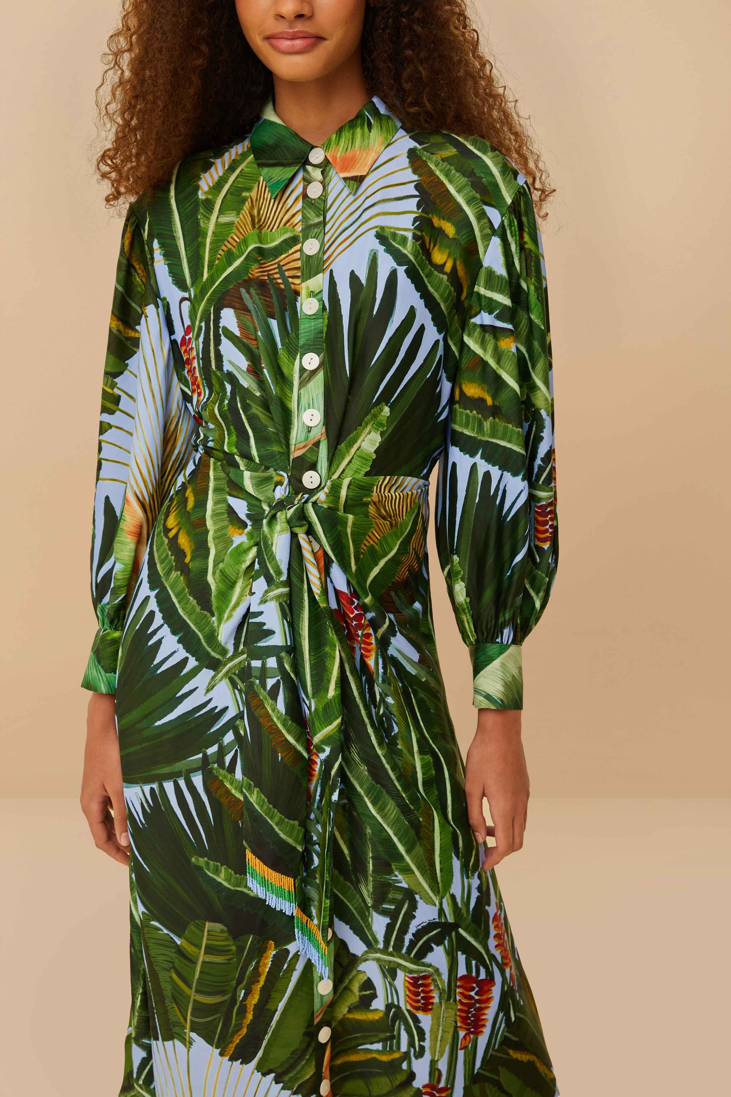 Blue Amazonia Forest LENZING™ ECOVERO™ Viscose Midi Dress