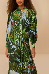 Blue Amazonia Forest LENZING™ ECOVERO™ Viscose Midi Dress