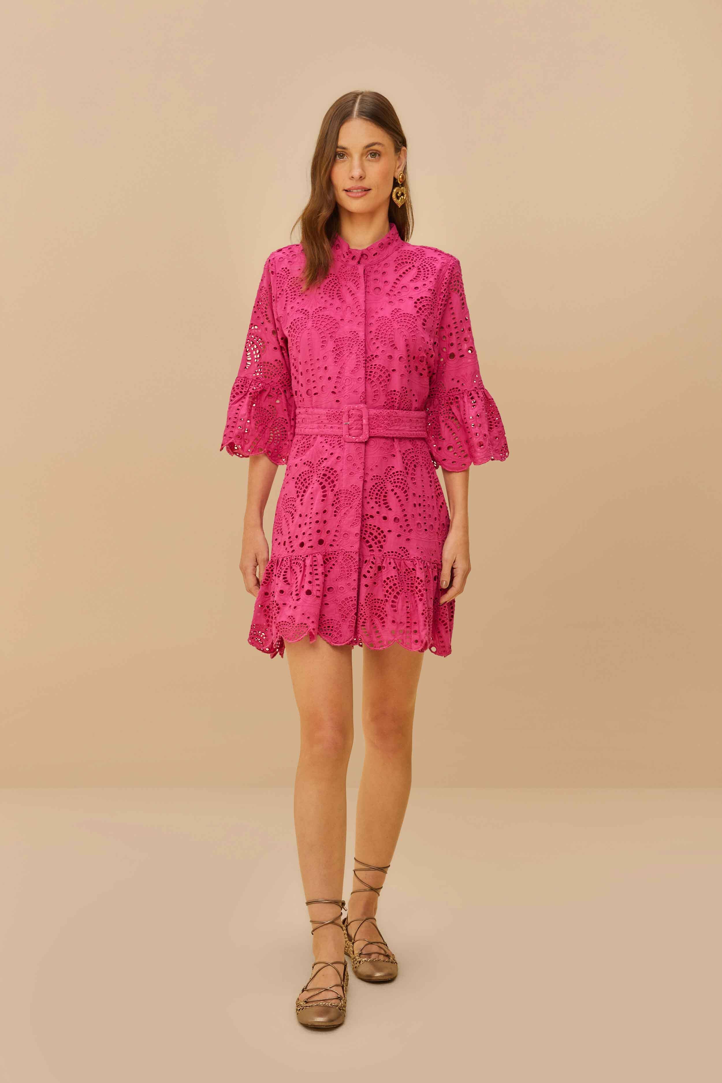 Pink Palm Tree Mini Dress