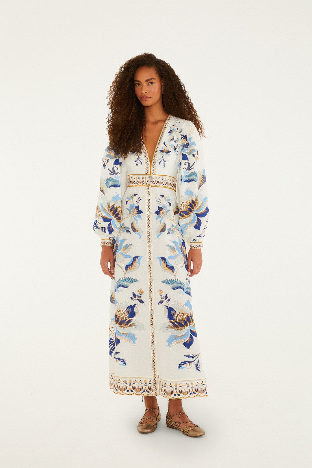 Off-White Mystic Blue Lotus Dreamscape Lenzing™ Ecovero™ Euroflex Maxi Dress